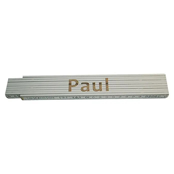 Zollstock - Aufdruck: Paul, 2 m - Ein Zollstock mit der Aufschrift "Paul", ideal für präzise Messungen und als persönliches Geschenk für Handwerker oder Heimwerker.