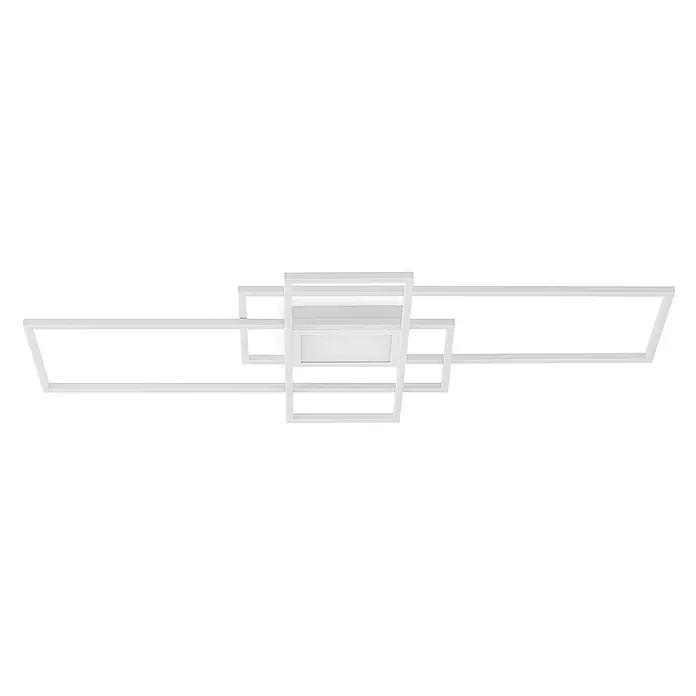 Lindby LED Deckenlampe in weiß matt, dimmbar Deckenleuchte -  - Weiße, moderne, geometrische LED-Deckenleuchte mit mehreren ineinandergreifenden rechteckigen Rahmen.