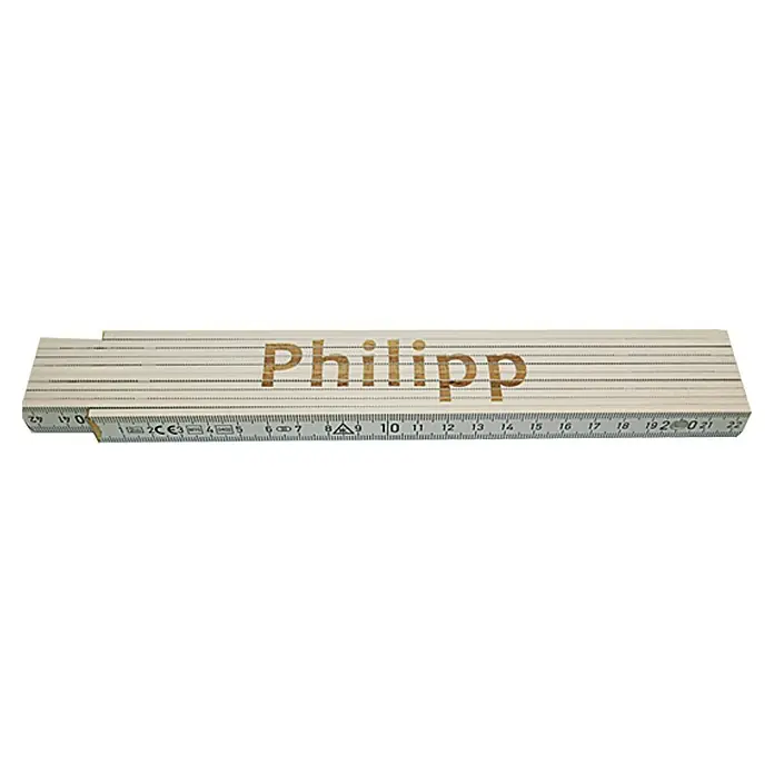 Zollstock - Aufdruck: Philipp, 2 m - Ein Zollstock mit dem Namen "Philipp" ist abgebildet, der als Messwerkzeug dient.