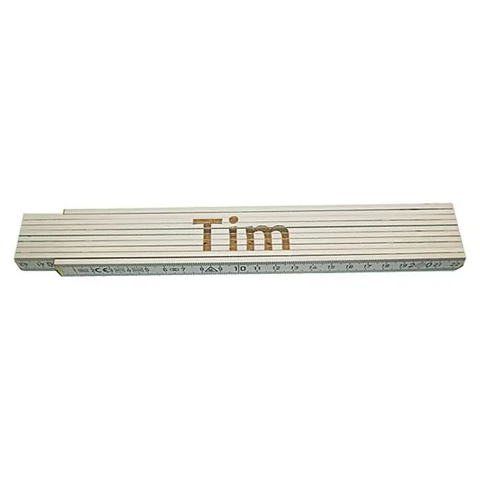 Zollstock - Aufdruck: Tim, 2 m - Eine personalisierte Gliedermaßstab mit dem Namen "Tim". Ideal für kleine Handwerker oder als persönliches Geschenk.