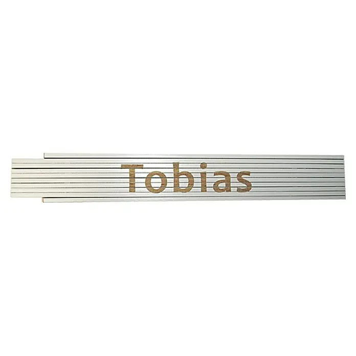 Zollstock - Aufdruck: Tobias, 2 m - Ein personalisierter Zollstock mit dem Namen "Tobias" in einer klaren, gut lesbaren Schriftart. Das ideale Werkzeug für präzise Messungen.