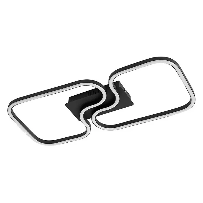 Lucande Deckenleuchte Amiya - schwarz - Moderne schwarze LED-Deckenleuchte mit zwei verschlungenen rechteckigen Lichtbändern.