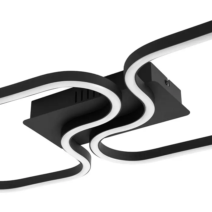 Lucande Deckenleuchte Amiya - schwarz - Moderne schwarze LED-Deckenleuchte mit wellenförmigem, geschwungenem Design.