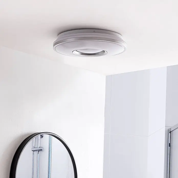 Lindby LED Deckenlampe in silber, Deckenleuchte rund -  - Runde, silber-weiße Deckenleuchte oder Lüftungseinheit.