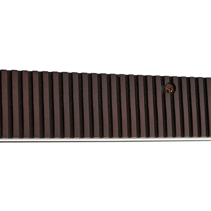 Lucande LED Deckenlampe in dunkelbraun, schwarz, Deckenleuchte -  - Dunkelbraune gerippte Platte mit einer Kreuzschlitzschraube auf der rechten Seite.