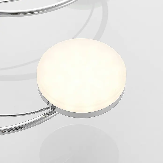 Lindby LED Deckenlampe in chrom, Deckenleuchte -  - Moderne Leuchte mit rundem, leuchtendem weißem Diffusor und polierten Chromarmen.