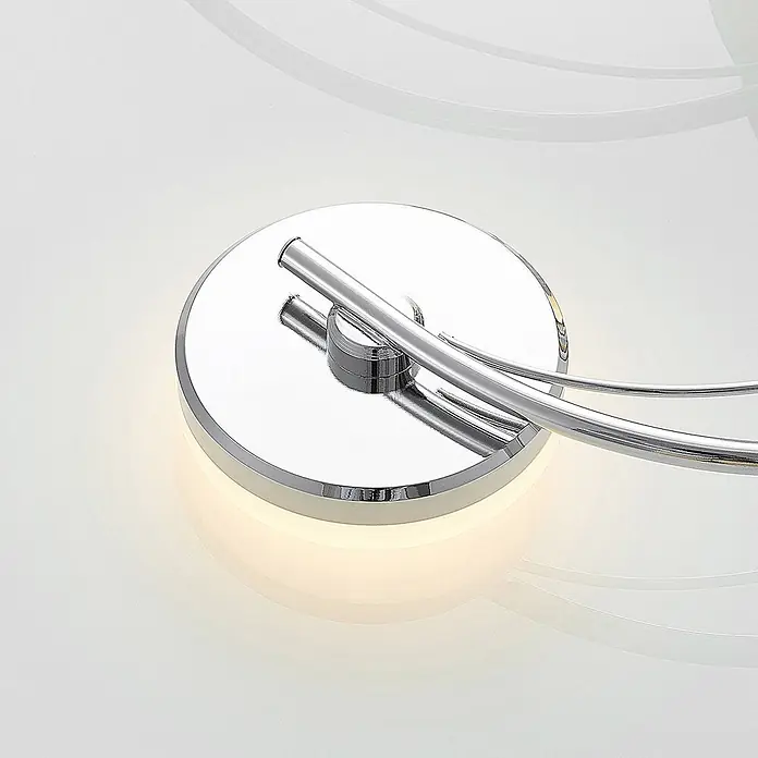 Lindby LED Deckenlampe in chrom, Deckenleuchte -  - Verchromte Leuchte mit leuchtendem Sockel und geschwungenen Armen, modernem Design.