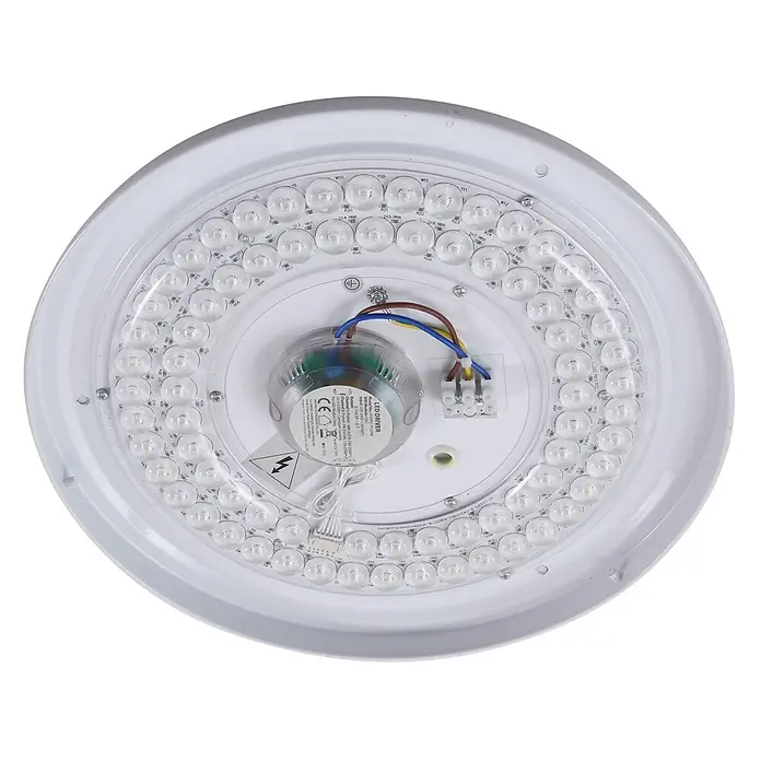 Lindby Deckenleuchte Manala - alu / grau / zink - Runde, weiße LED-Lichtplatte mit vielen kleinen LEDs in konzentrischen Kreisen, inklusive zentralem LED-Treiber und Verkabelung.