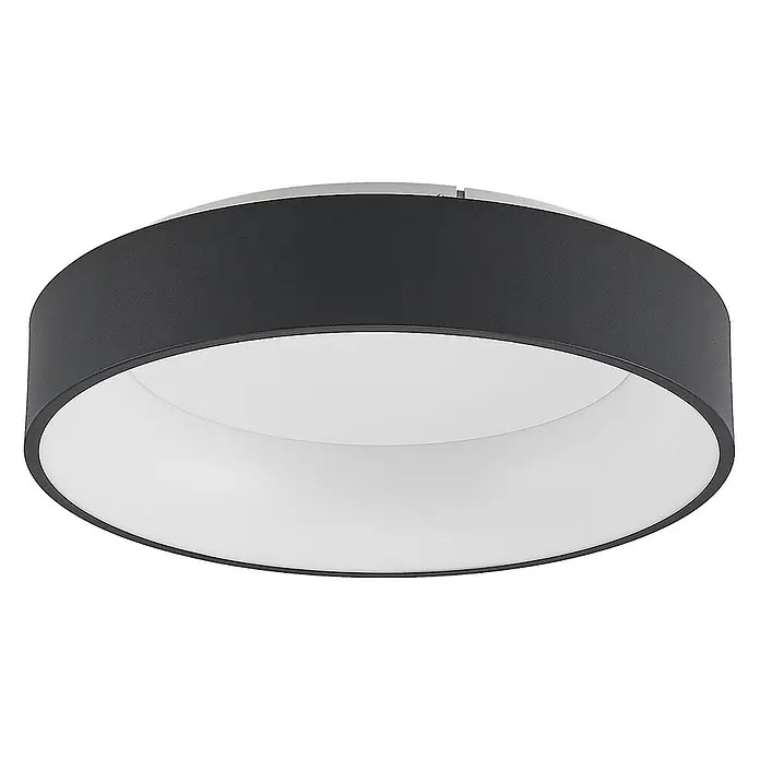 Arcchio LED Deckenlampe in schwarz, weiß, Deckenleuchte rund -  - Runde, dunkelgraue Deckenleuchte mit weißem Diffusor.