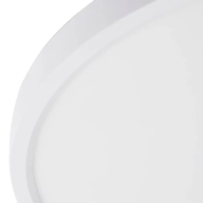 Lindby LED Deckenlampe Smart Home in weiß, dimmbar Deckenleuchte rund -  - Weißes rundes LED-Panel mit erhöhtem Rand.