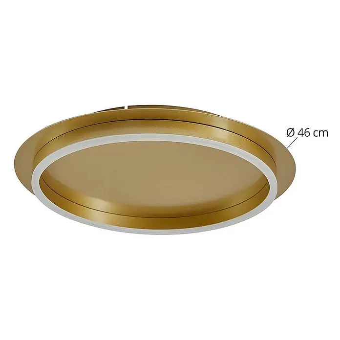 Lindby LED Deckenlampe in gold, Deckenleuchte rund -  - Runde goldene Deckenleuchte mit weißem LED-Ring, Ø 46 cm.