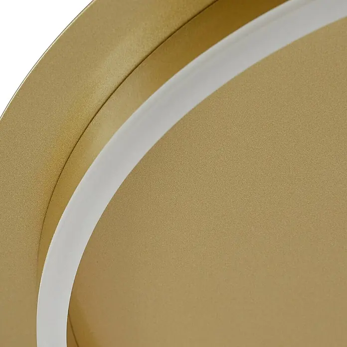 Lindby LED Deckenlampe in gold, Deckenleuchte rund -  - Strukturierte goldene Rundlampe mit integriertem weißen LED-Band.