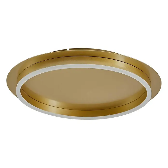 Lindby LED Deckenlampe in gold, Deckenleuchte rund -  - Goldene runde Deckenleuchte mit weißem Diffusorring.