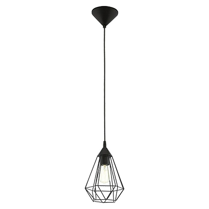 Eglo Tarbes Pendellamp, rond (Zwart, Hoogte: 110 cm, Max. vermogen: 60 W, E27, 1 lampen, Diameter: 17,5 cm)