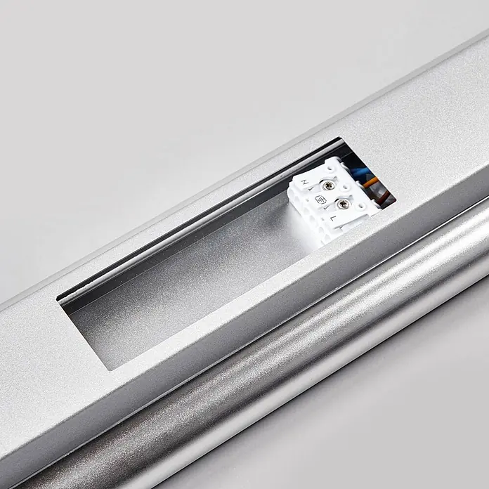 Arcchio LED Deckenlampe in weiß, silber, Deckenleuchte -  - Silbernes Aluminiumprofil mit integriertem Stromanschluss für Kabelverbindungen.