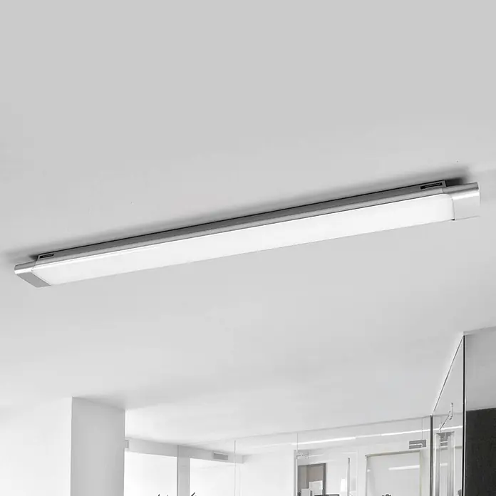 Arcchio LED Deckenlampe in weiß, silber, Deckenleuchte -  - Lineare LED-Deckenleuchte mit silberfarbenem Gehäuse und weißem Diffusor.
