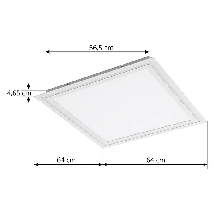 Lucande LED Deckenlampe in weiß, dimmbar Deckenleuchte -  - Quadratisches LED-Panel, weißer Rahmen, 64x64 cm, 4,65 cm hoch.