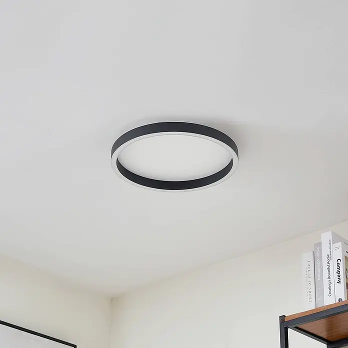 Lucande LED Deckenlampe in schwarz, up down Deckenleuchte rund -  - Moderne schwarze und weiße runde LED-Deckenleuchte.