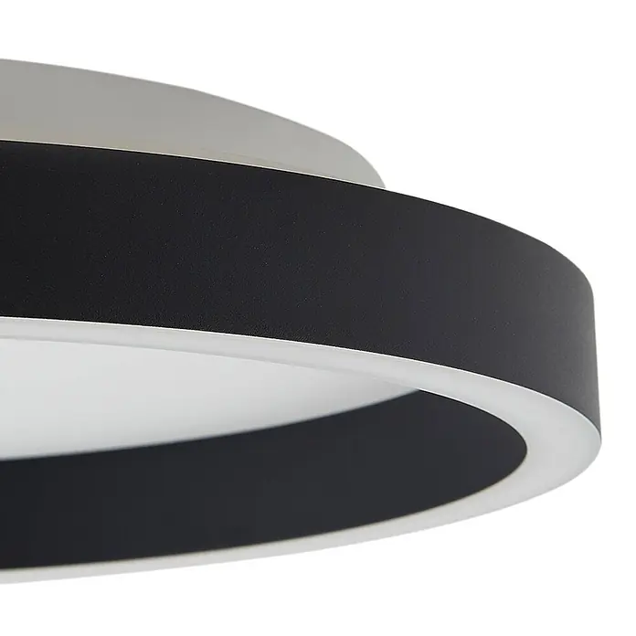 Lucande LED Deckenlampe in schwarz, up down Deckenleuchte rund -  - Moderne, runde LED-Deckenleuchte mit schwarzem Außenring und weißem Diffusor.