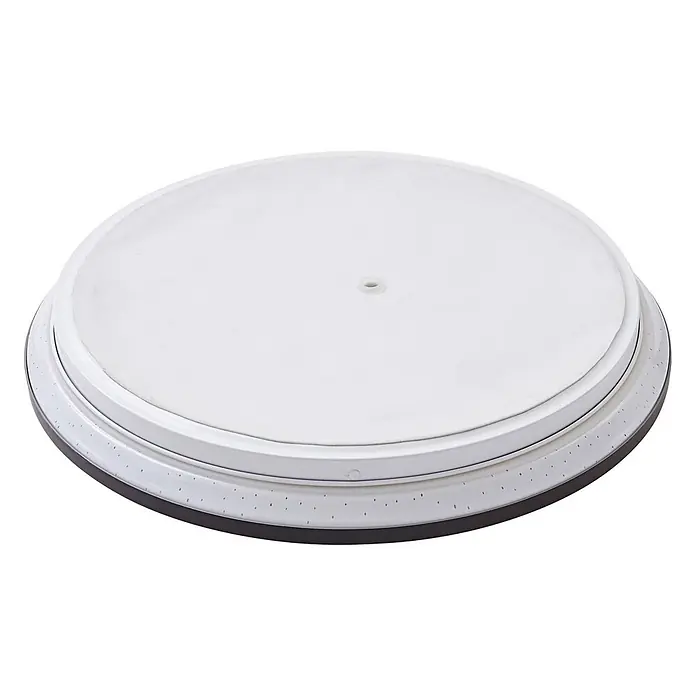 Lindby LED Deckenlampe in schwarz, Deckenleuchte rund -  - Weißes, rundes LED-Einbauleuchte mit dunklem, perforiertem Sockel und zentraler Öffnung.