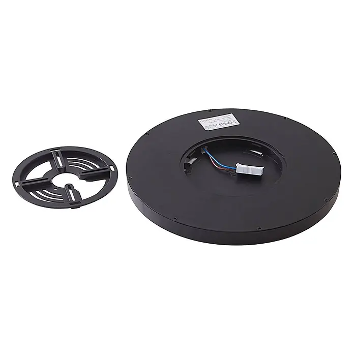 Lindby LED Deckenlampe Smart Home in schwarz matt, weiß, dimmbar -  - Schwarze runde Deckenleuchtenbasis mit Verkabelung und separater Montagehalterung.