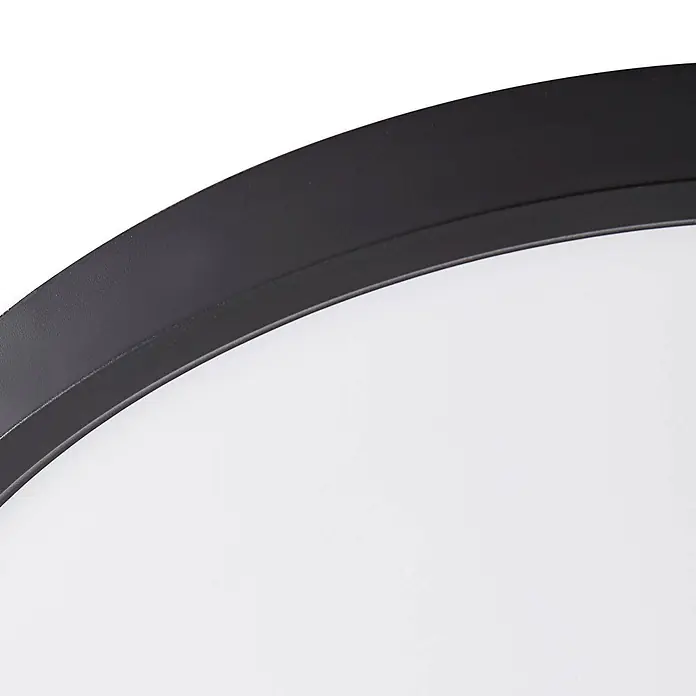 Lindby LED Deckenlampe Smart Home in schwarz matt, weiß, dimmbar -  - Runde Leuchte mit schwarzem Rahmen und weißer Fläche.