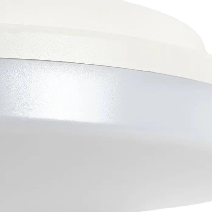 PRIOS LED Deckenlampe in weiß, Deckenleuchte rund -  - Weiße, runde Leuchte mit texturiertem Rahmen und mattierter Abdeckung.