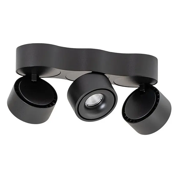 Arcchio LED Deckenlampe in schwarz, Deckenleuchte -  - Schwarze Stromschienenleuchte mit drei verstellbaren zylindrischen Strahlern, einer davon mit beleuchteter LED.
