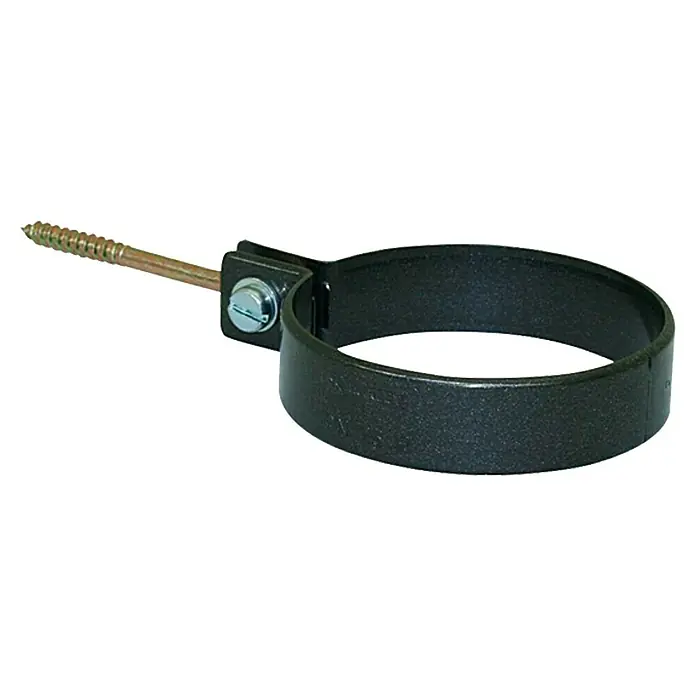 Marley Fallrohrschelle - Nennweite: 75 mm, Metall, Anthrazit - Eine Rohrschelle mit einer Schraube zur Befestigung an einer Wand. Ideal zur Befestigung von Rohren.