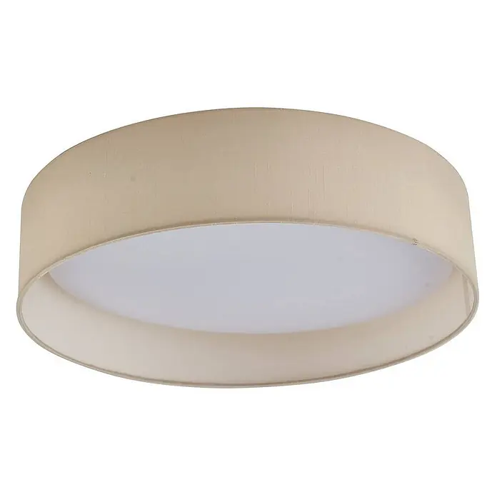 Lindby LED Deckenlampe in beige, Deckenleuchte -  - Runde Deckenleuchte mit beigem Stoffschirm und weißem Diffusor.