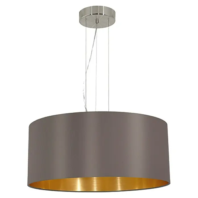 Eglo Maserlo Pendelleuchte rund - Braun, Gold, Höhe: 110 cm, Durchmesser: 530 mm - Graue Hängelampe mit goldener Innenseite, ideal für stilvolle Beleuchtung in jedem Raum.