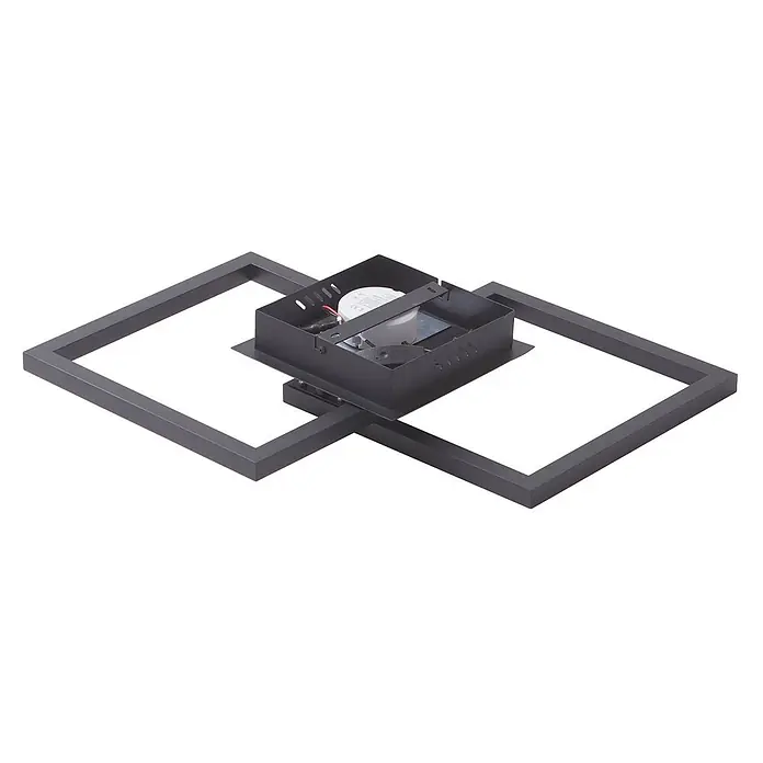 Lucande LED Deckenlampe dimmbar über Wandschalter, Wohnzimmerlampe -  - Moderne dunkelgraue Deckenleuchte aus Metall mit zwei ineinandergreifenden Quadratrahmen und Elektronik.
