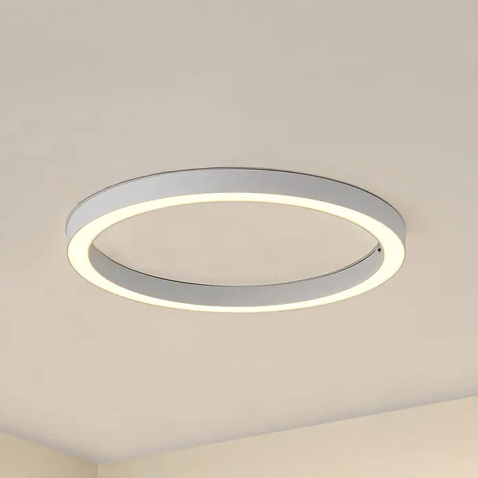 Lucande LED Deckenlampe in weiß, dimmbar Deckenleuchte rund -  - Runde LED-Deckenleuchte in Weiß und Silber.