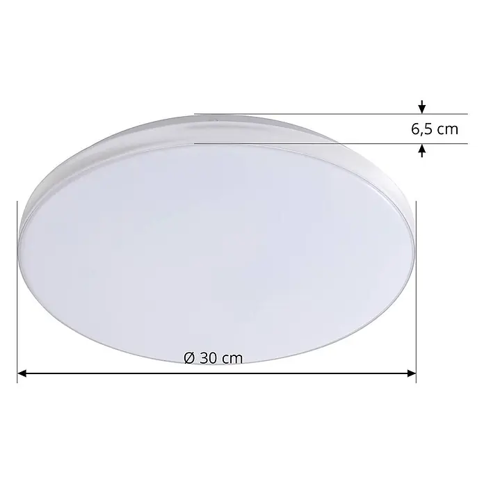 Lindby LED Deckenlampe in chrom, weiß, Deckenleuchte rund -  - Runde weiße LED-Decken-/Wandleuchte mit 30 cm Durchmesser und 6,5 cm Höhe.