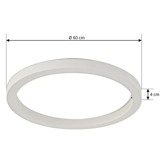 Lucande LED Deckenlampe in weiß, dimmbar Deckenleuchte rund -  - Weiße runde Deckenleuchte, 60 cm Durchmesser, 4 cm hoch.