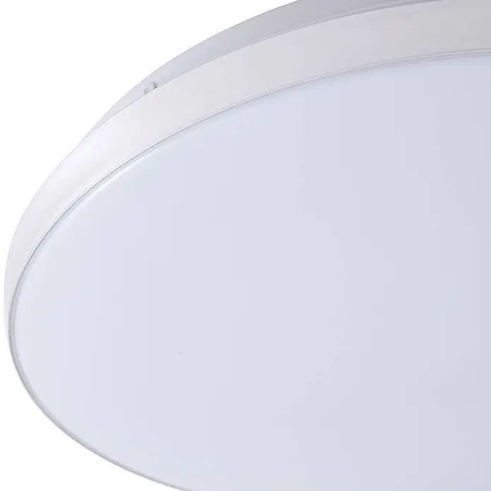 Lindby LED Deckenlampe in chrom, weiß, Deckenleuchte rund -  - Weiße runde LED-Aufbauleuchte für die Decke.