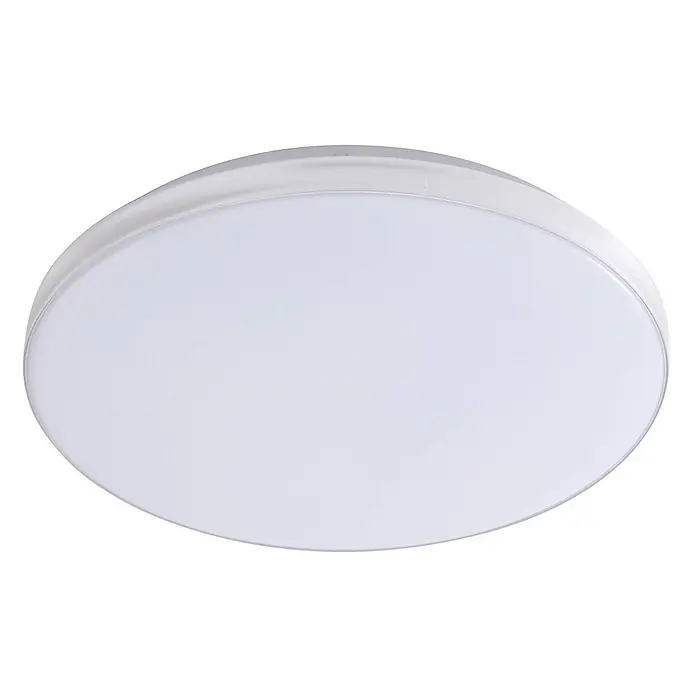 Lindby LED Deckenlampe in chrom, weiß, Deckenleuchte rund -  - Flache runde weiße LED-Deckenleuchte.