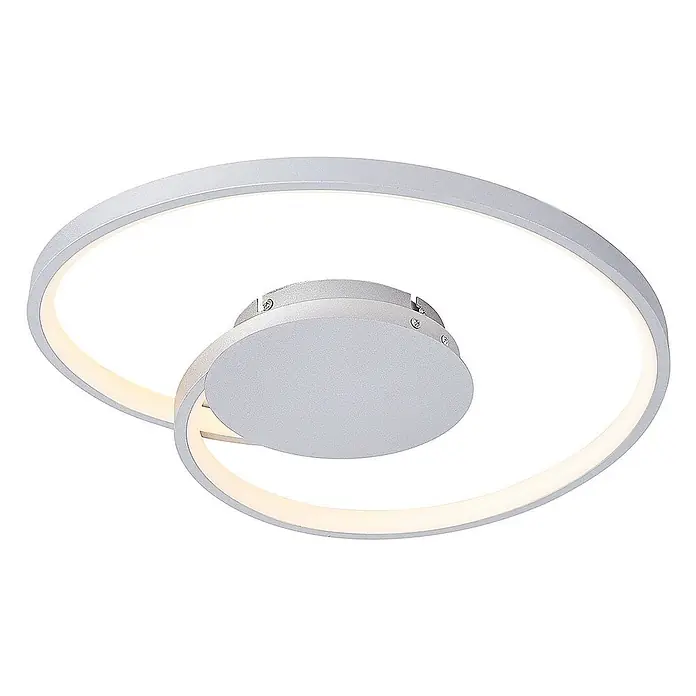 Lucande LED Deckenlampe in silber, Deckenleuchte rund -  - Moderne silber-graue LED-Deckenleuchte mit elegantem Spiraldesign für Umgebungsbeleuchtung.