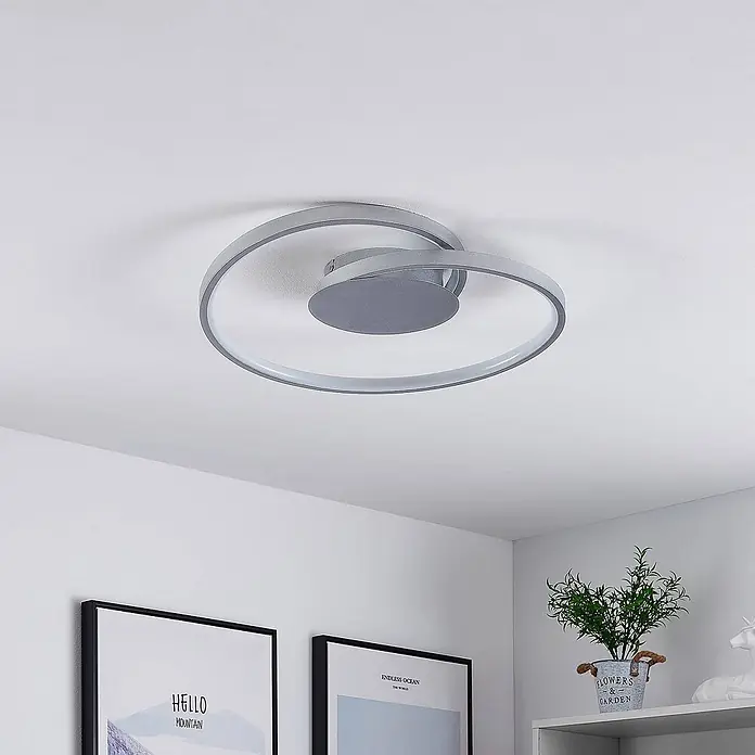 Lucande LED Deckenlampe in silber, Deckenleuchte rund -  - Moderne graue Deckenleuchte mit spiralförmigem LED-Design.