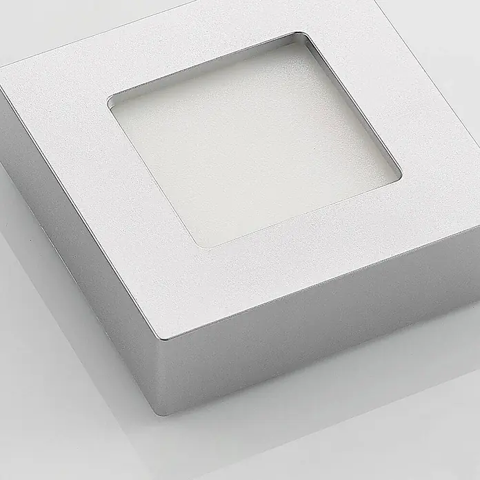 PRIOS LED Deckenlampe in silber, weiß, Deckenleuchte -  - Quadratisches silbernes LED-Panel mit mattweißem Diffusor.