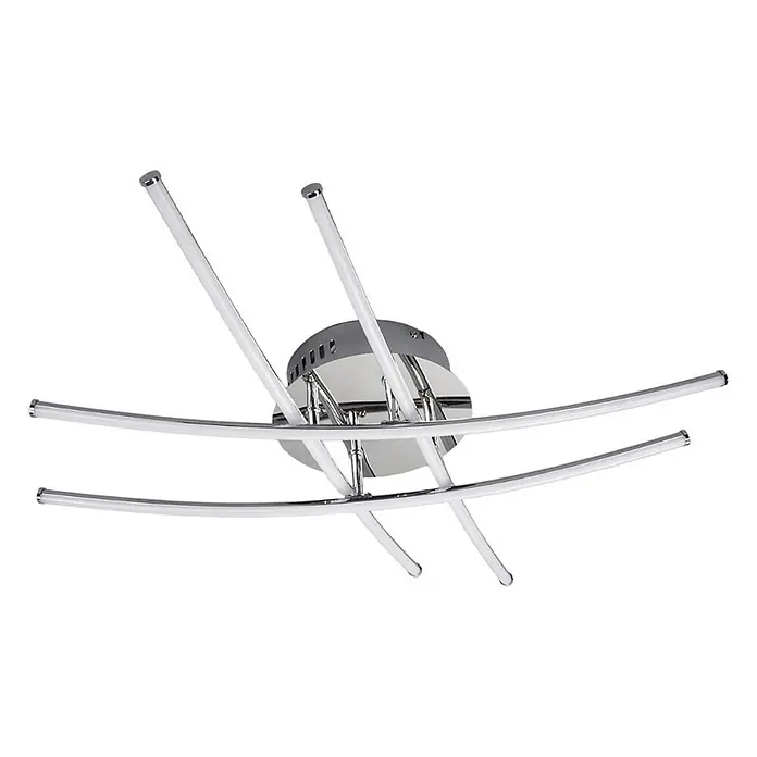 Lindby LED Deckenlampe in chrom, weiß, Deckenleuchte -  - Moderne Chrom-Deckenleuchte mit weißen, gebogenen und geraden LED-Stäben.