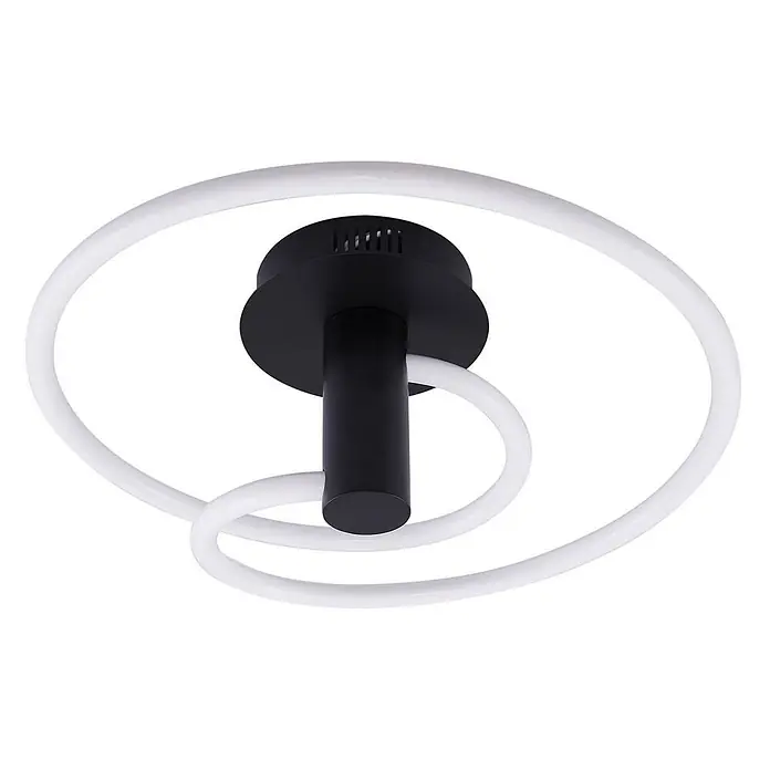 Lucande Deckenleuchte Valenora - weiß / opal - Schwarze Deckenleuchte mit weißem spiralförmigem LED-Design.