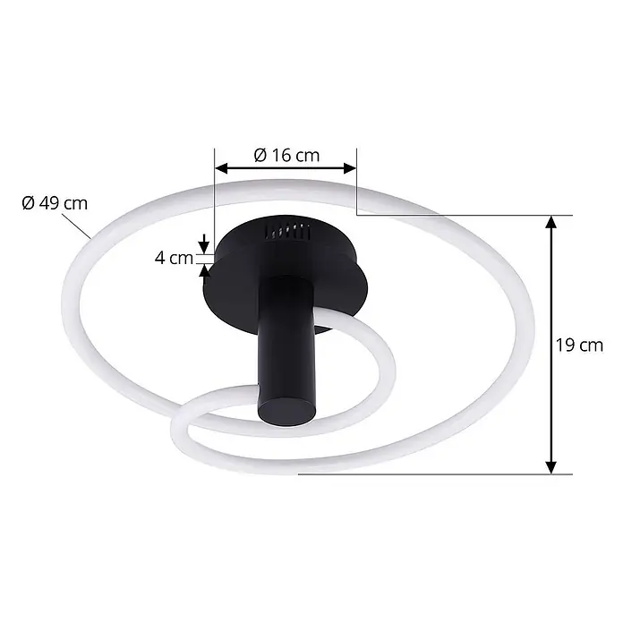 Lucande Deckenleuchte Valenora - weiß / opal - Moderne schwarz-weiße spiralförmige LED-Deckenleuchte. Maße: Ø 49 cm, H 19 cm.