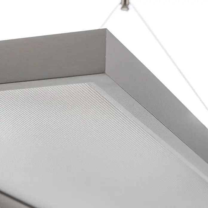 Arcchio LED Panel / Pendelleuchte Büro, Büroleuchte Hängeleuchte 4.000K -  - Hänge-LED-Panel mit grauem Rahmen und strukturierter weißer Abdeckung.
