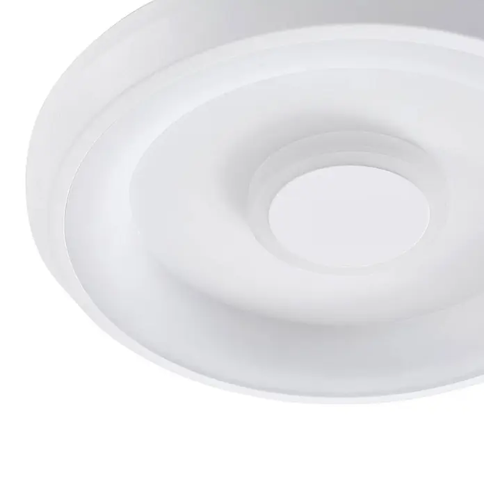 Lindby Deckenleuchte Lynden - weiß / opal - Weiße runde Deckenleuchte mit konzentrischen Ringen.