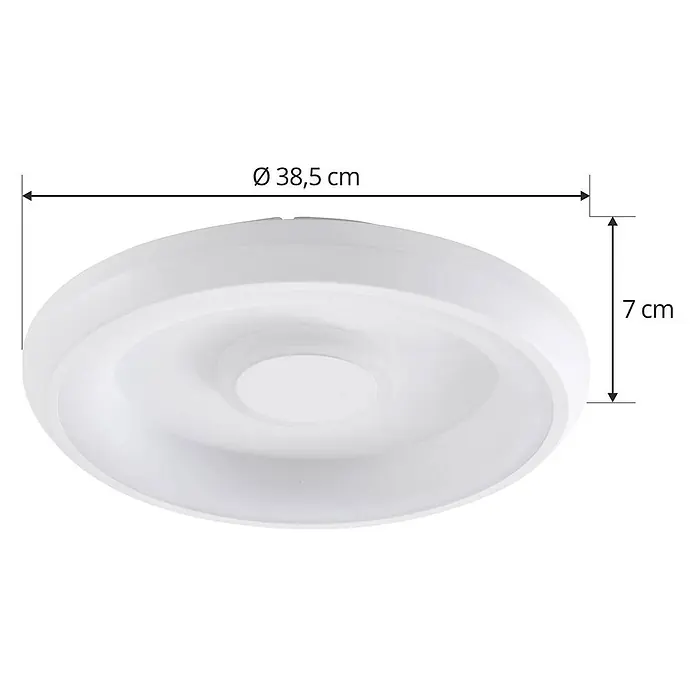 Lindby Deckenleuchte Lynden - weiß / opal - Weiße runde Deckenleuchte, Ø 38,5 cm Durchmesser, 7 cm Höhe.