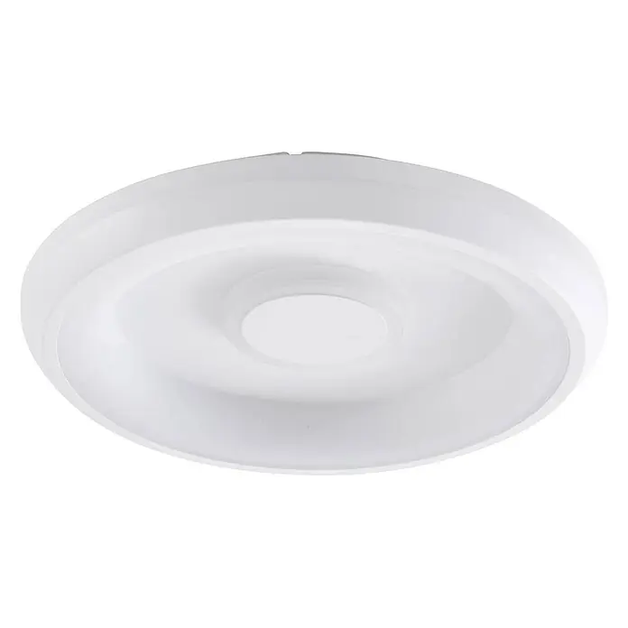 Lindby Deckenleuchte Lynden - weiß / opal - Weißes, rundes LED-Deckenlicht mit modernem, konzentrischem Design.