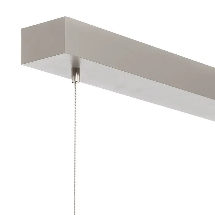 Arcchio LED Panel / Pendelleuchte Büro, Büroleuchte Hängeleuchte 4.000K -  - Rechteckige, silberfarbene Leuchte mit dünnem Metall-Aufhängeseil.