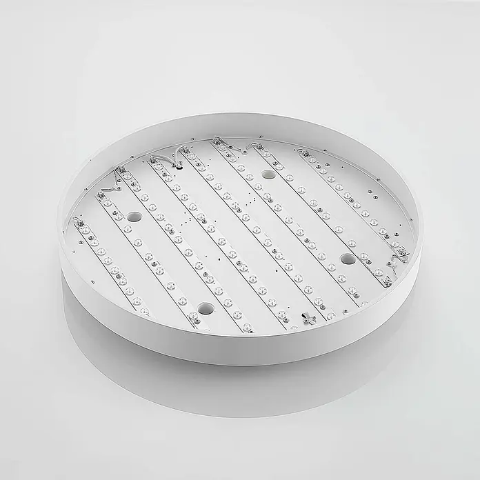 Arcchio LED Deckenlampe in weiß, Deckenleuchte rund -  - Weißer runder LED-Deckenleuchtenkörper mit diagonalen LED-Streifen.