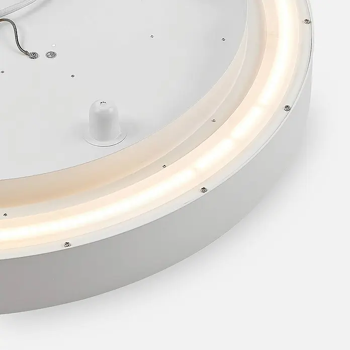 Arcchio LED Deckenlampe in weiß, Deckenleuchte rund -  - Weiße runde LED-Deckenleuchte, Innenring beleuchtet, mit Verkabelung und Befestigungspunkten.
